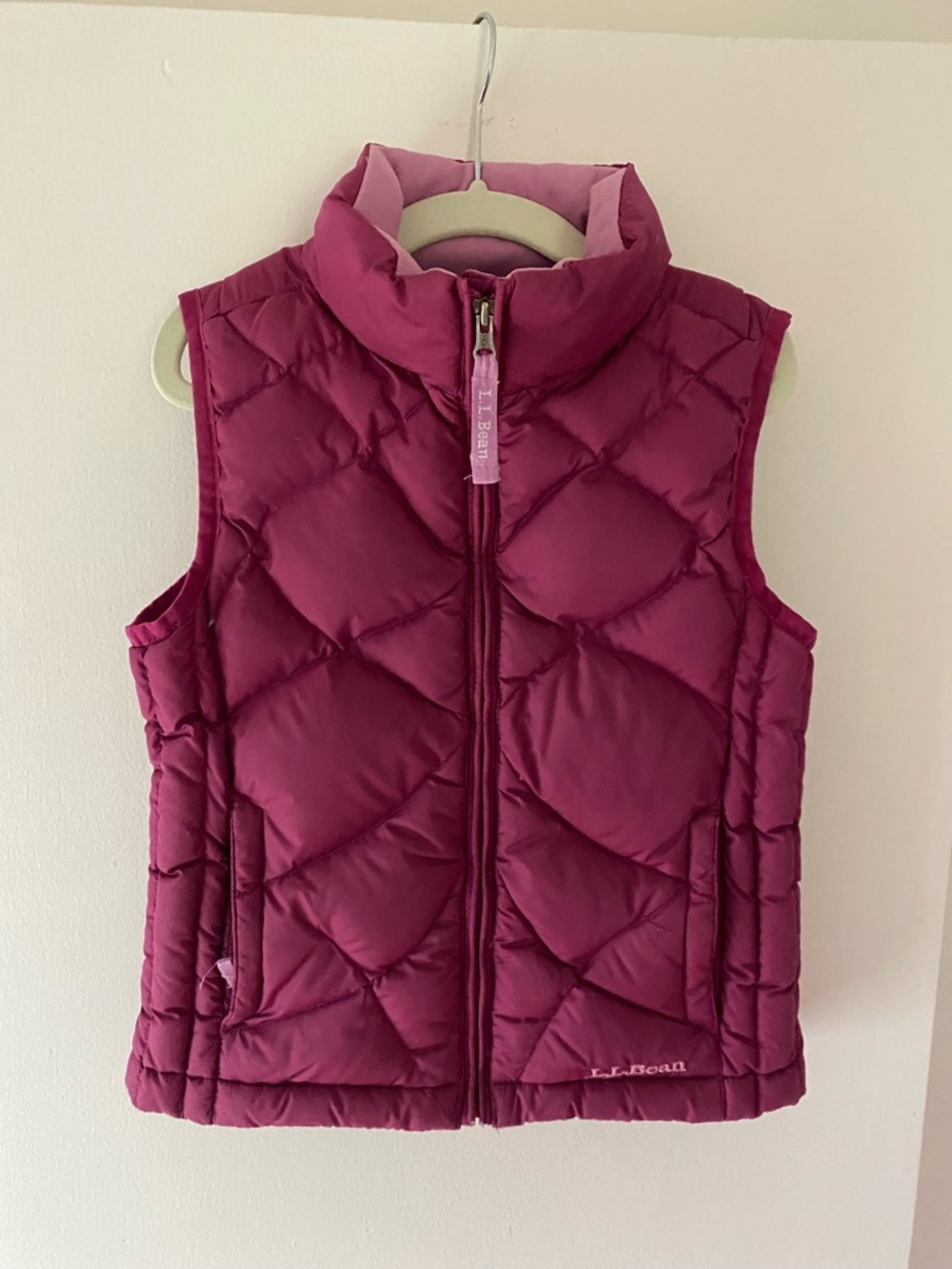Girls LL Bean Down Quilted Puffer Vest in Deep Berry